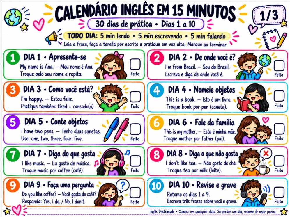 Bônus 3 - Calendário Inglês em 15 Minutos